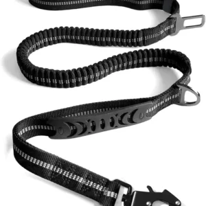 Reflective Shock Absorbing Pet Leashes with Car Seatbelt for Large Dogs Heavy Duty Tactical Bungee Dog Leash No Pull Dog Leash