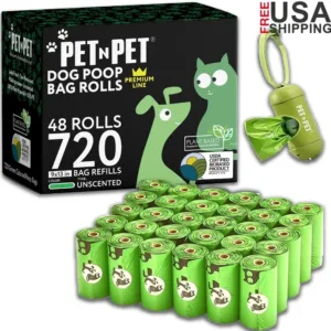 Biobased Dog Poop Bags 720 Counts Leak Proof Unscented Waste Bags with Free Dispenser and Leash Clip Dogs and Cats