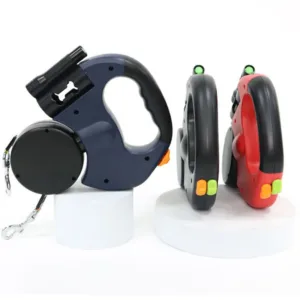 3-in-1 Dual Dog Leash – Automatic Retractable Lead with Built-in Flashlight & Poop Bag Dispenser