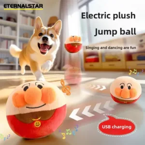 Interactive Jumping Dog Ball - USB Rechargeable Plush Music Toy for Training & Boredom Relief