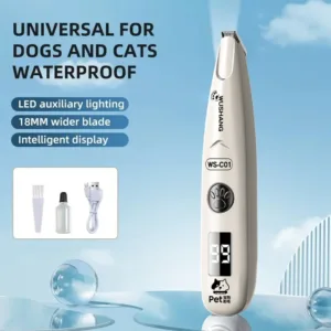 Professional LED Pet Foot Hair Trimmer - Waterproof Cordless Paw Shaver for Dogs & Cats